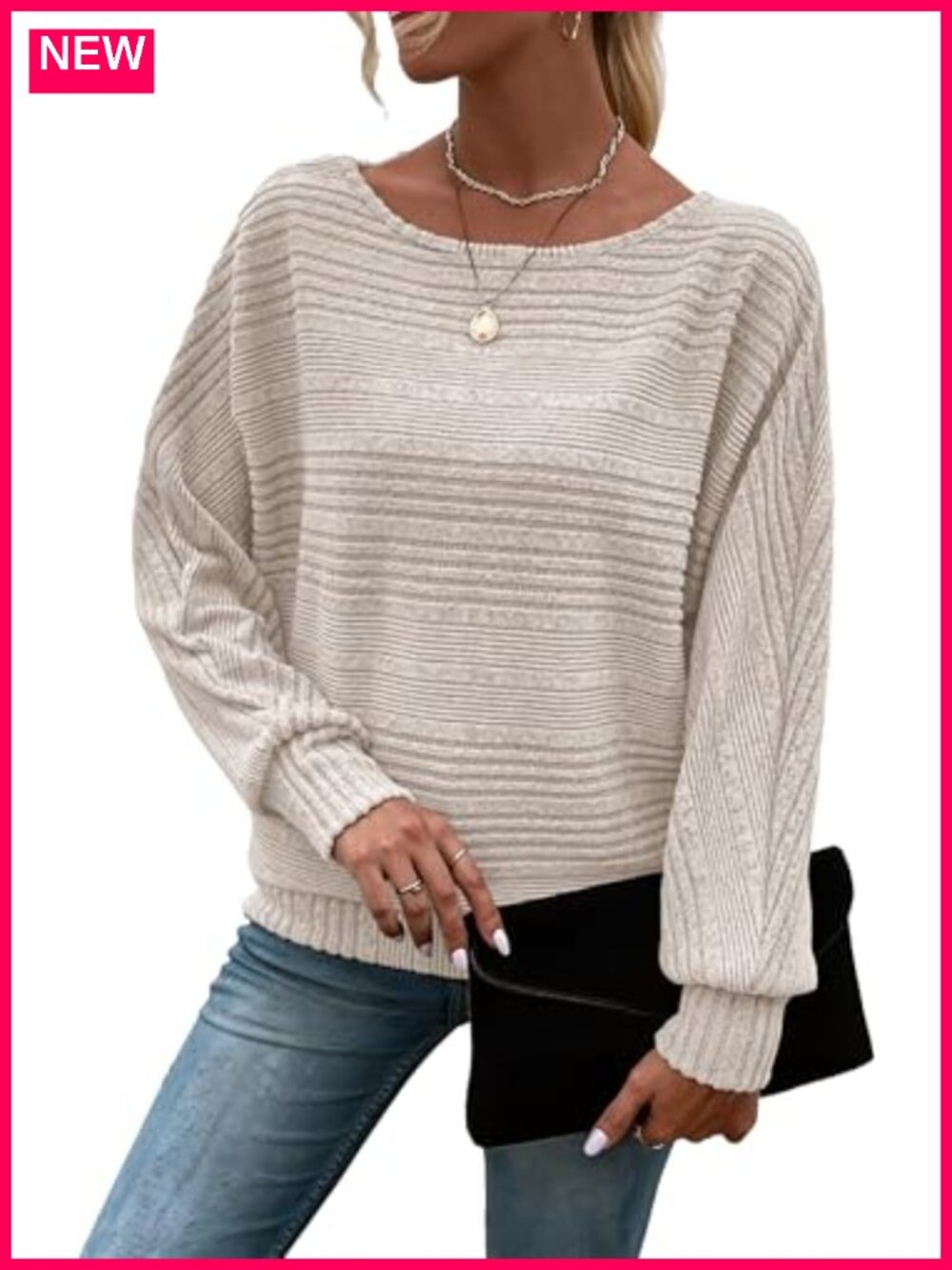 Women's Long Sleeve Tunic Top Crew Neck Batwing Sleeve Pullover